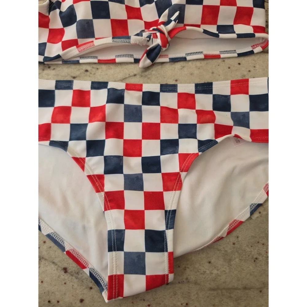 Old Navy red white blue checkered Bikini youth xxl nwt